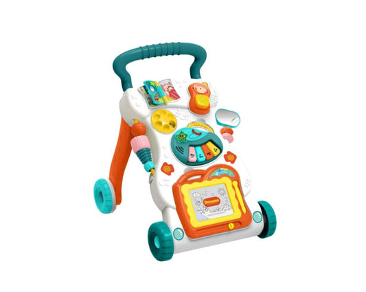 Antemergator Interactiv, 4 in 1, Muzical, Cu Jucarii Detasabile, Tabla de scris, Oglinda, +6luni