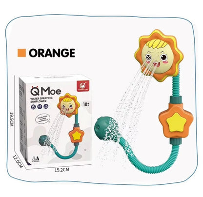 Cap de dus pentru copii 18 luni+, floarea soarelui, plastic, reglabil, verde/portocaliu, Verde