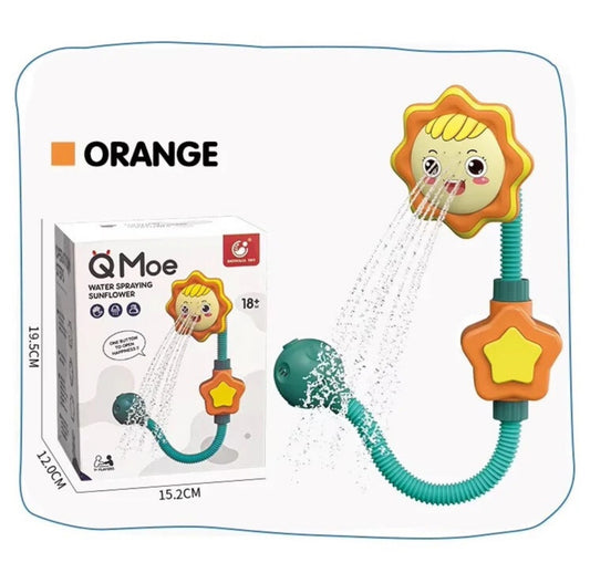 Cap de dus pentru copii 18 luni+, floarea soarelui, plastic, reglabil, verde/portocaliu, Verde