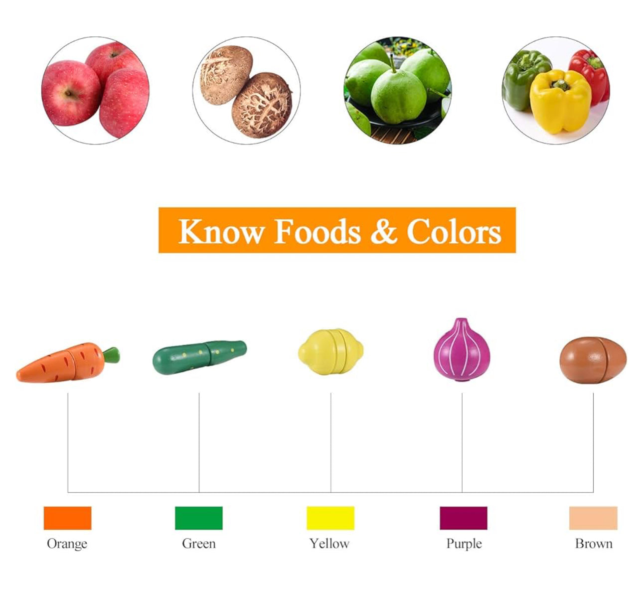 Jucărie fructe și legume Montessori din lemn