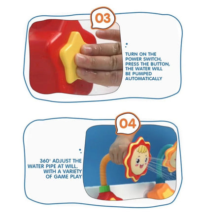 Cap de dus pentru copii 18 luni+, floarea soarelui, plastic, reglabil, verde/portocaliu, Verde