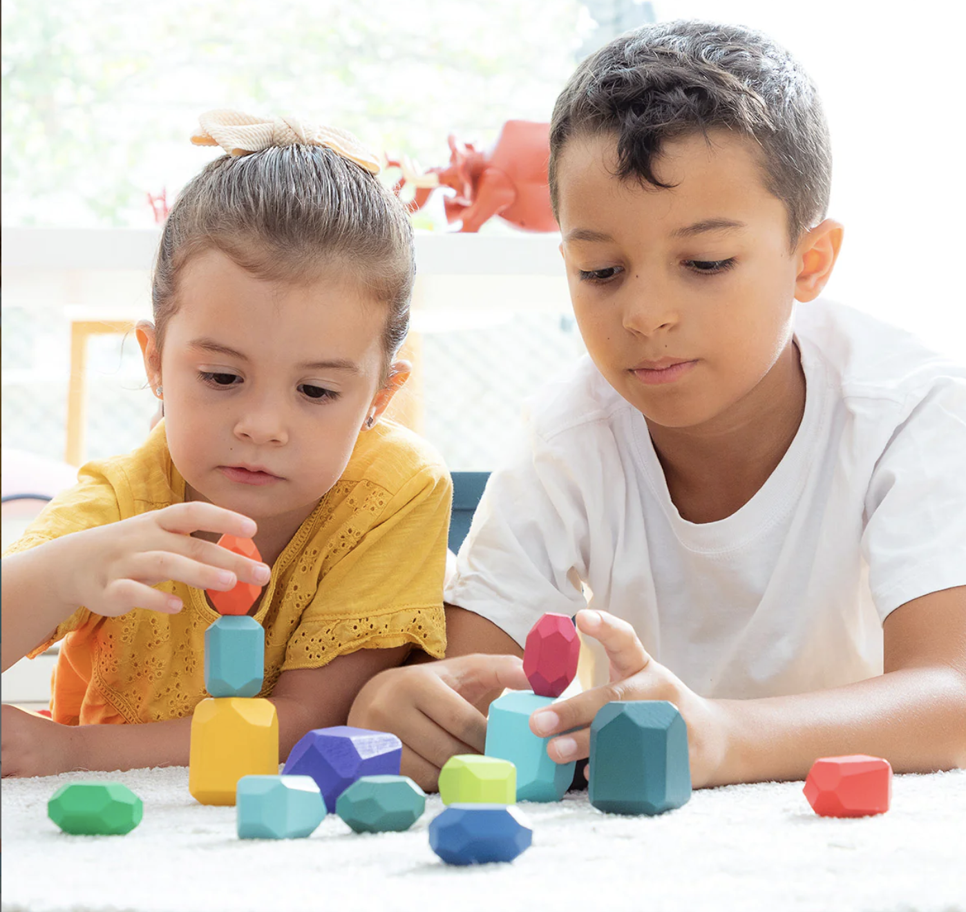 Joc Montessori colorate cu fațete pentru construit din lemn, 36 piese