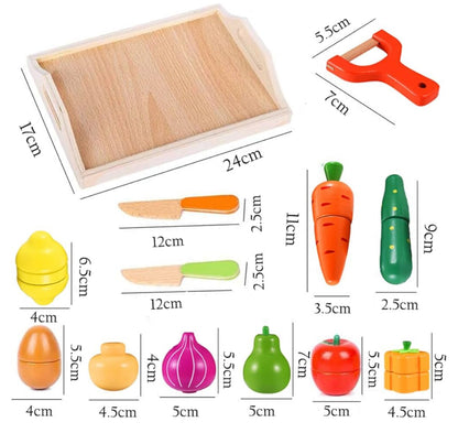 Jucărie fructe și legume Montessori din lemn