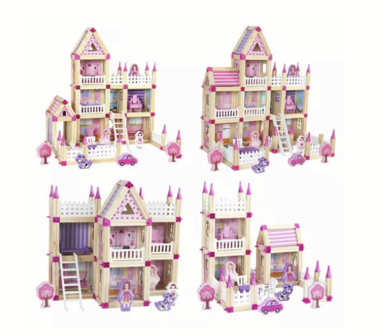 Căsuță de construit din lemn natural Micul Arhitect