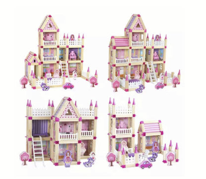 Căsuță de construit din lemn natural Micul Arhitect