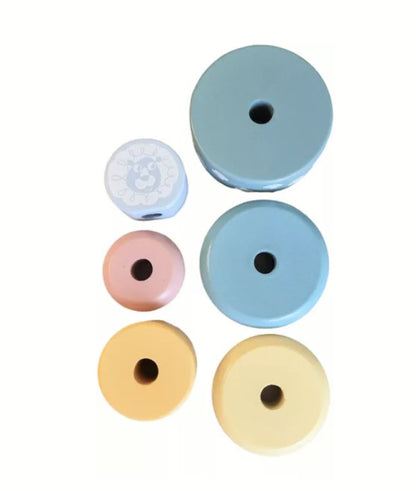 Turn de stivuire Montessori din lemn culori pastelate