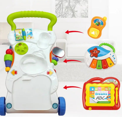 Antemergator Interactiv, 4 in 1, Muzical, Cu Jucarii Detasabile, Tabla de scris, Oglinda, +6luni