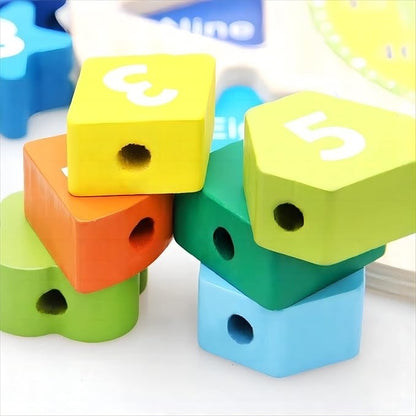 Ceas educativ din lemn 3 in 1