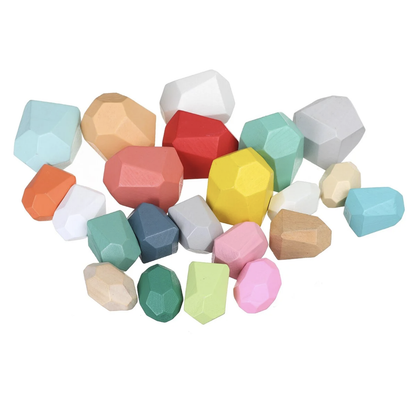 Joc Montessori colorate cu fațete pentru construit din lemn, 36 piese