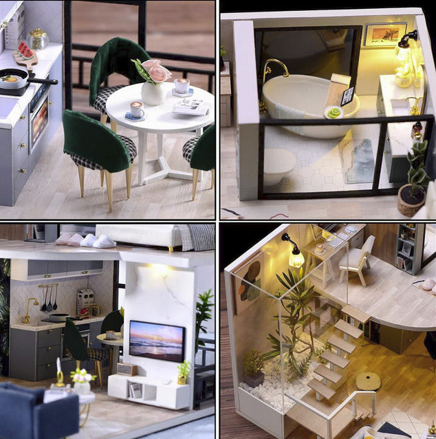 Mini Casă de păpuși din lemn 3D