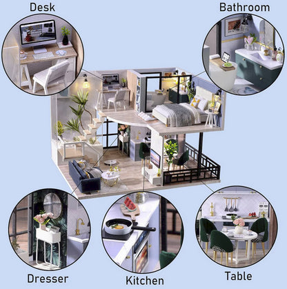 Mini Casă de păpuși din lemn 3D