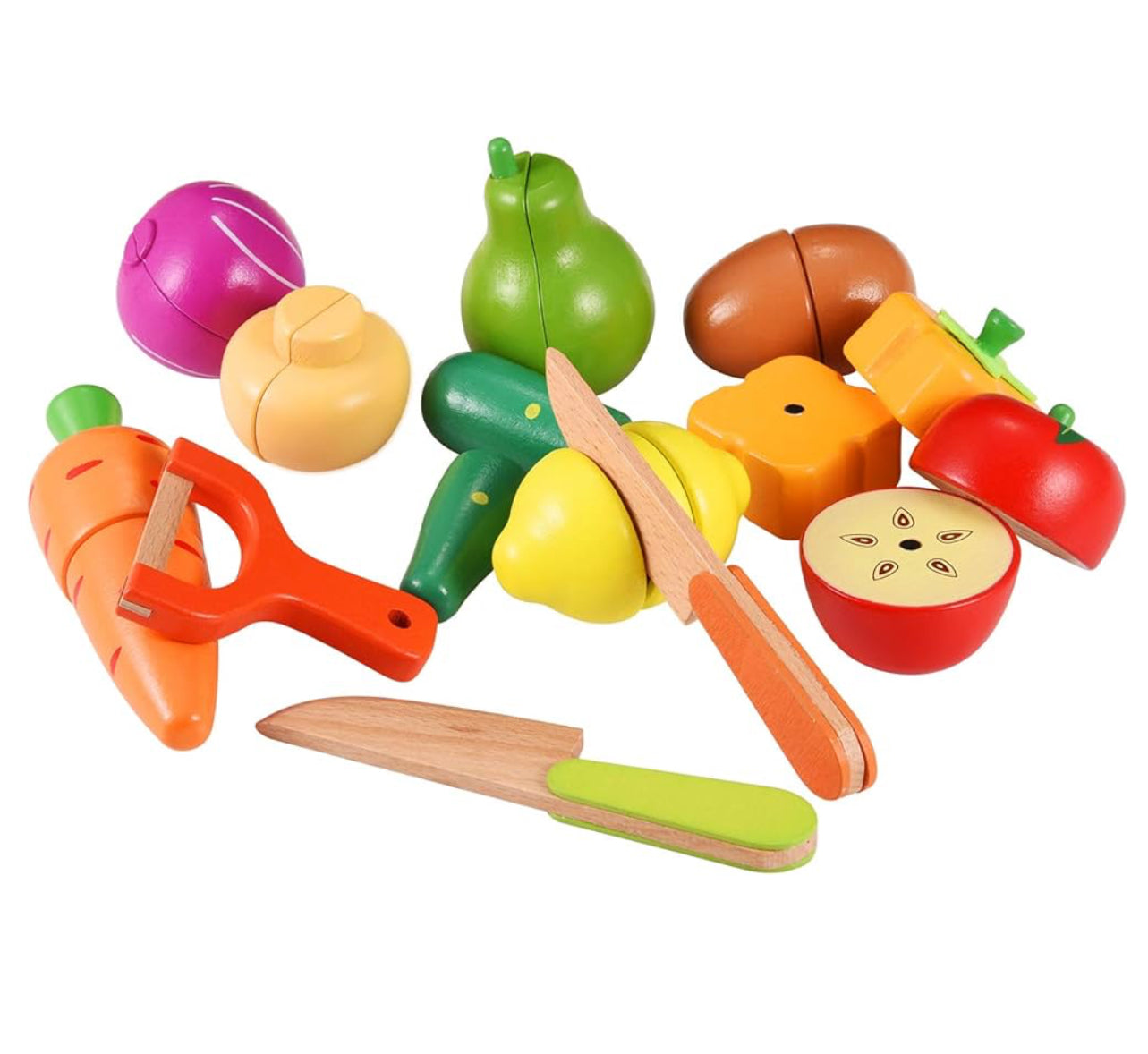 Jucărie fructe și legume Montessori din lemn