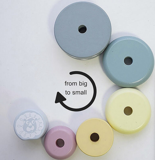 Turn de stivuire Montessori din lemn culori pastelate