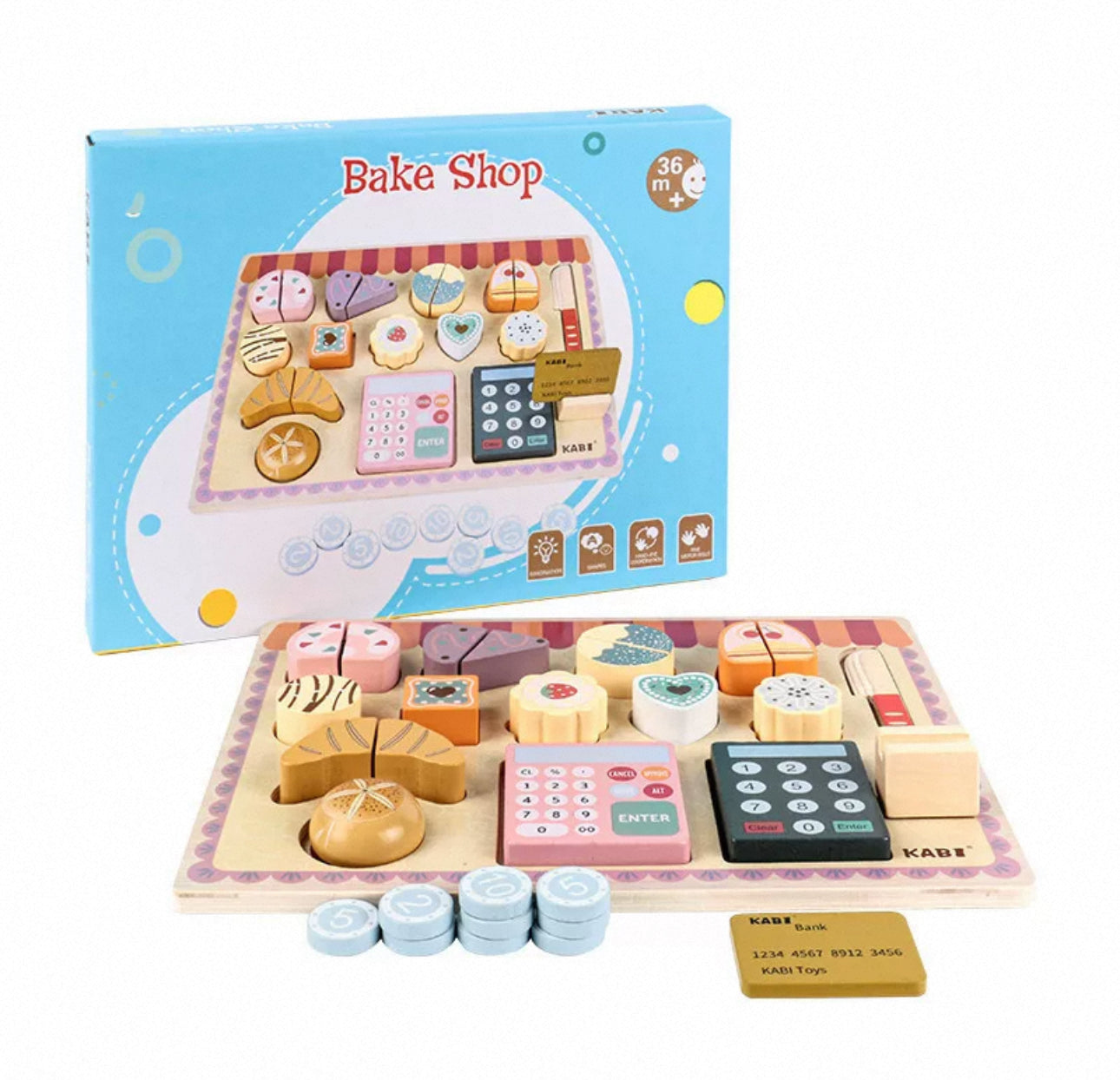 Joc de rol puzzle lemn Cofetaria tip Montessori, Kabi