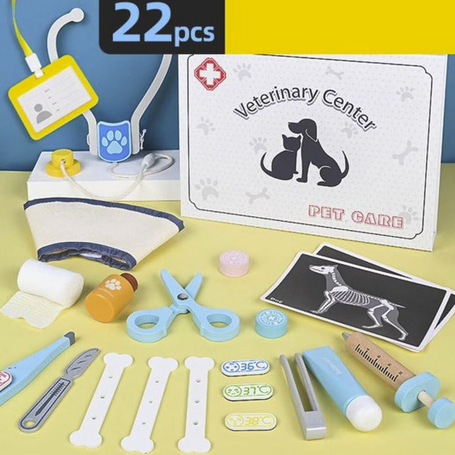 Trusa micului Doctor Veterinar din lemn