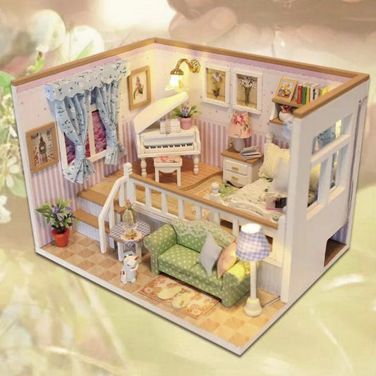 Jucărie pentru copii DIY - Căsută de păpuși de asamblat mobilată