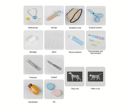 Trusa micului Doctor Veterinar din lemn