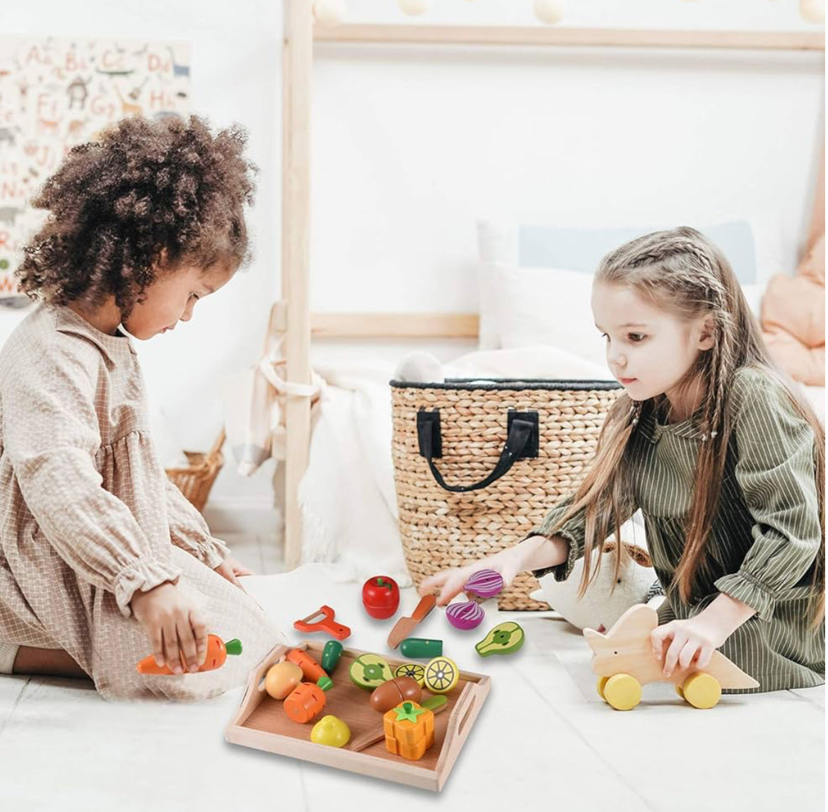 Jucărie fructe și legume Montessori din lemn