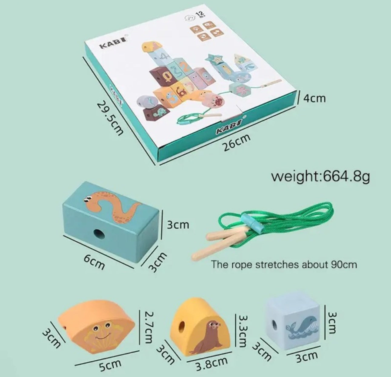 Joc Montessori 2 in 1 Cuburi, snuruit si insirat