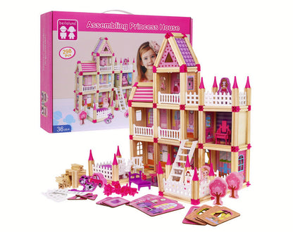 Căsuță de construit din lemn natural Micul Arhitect