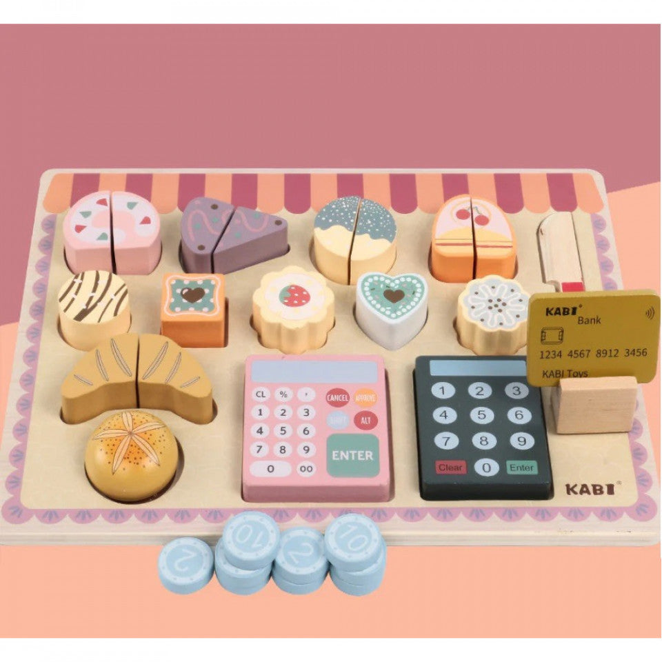 Joc de rol puzzle lemn Cofetaria tip Montessori, Kabi