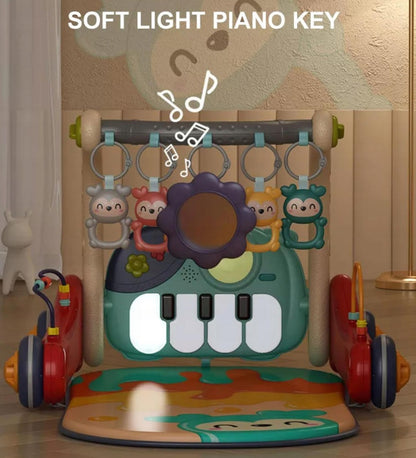 Centru de activitati multifunctional, saltea de joaca cu pian, antemergator si jucarie interactiva cu sunete si lumini, Multicolor