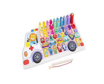 Joc educativ 6 in 1 Montessori puzzle din lemn