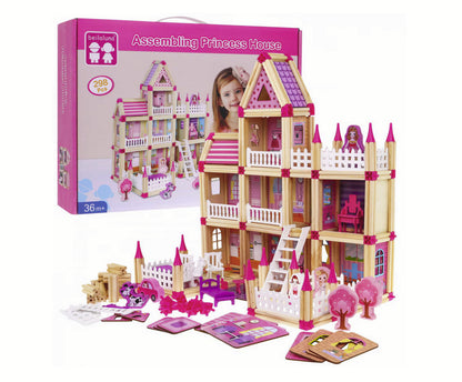 Căsuță de construit din lemn natural Micul Arhitect