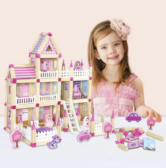 Căsuță de construit din lemn natural Micul Arhitect