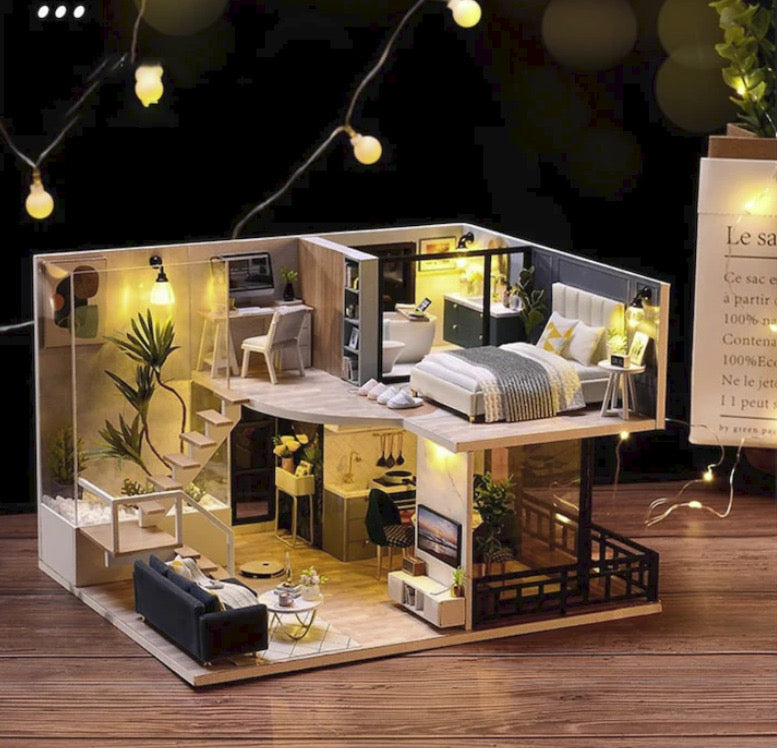 Mini Casă de păpuși din lemn 3D