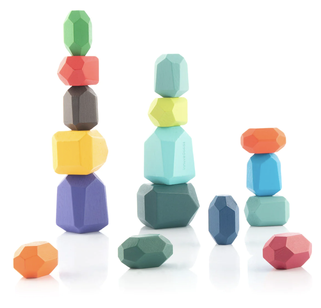 Joc Montessori colorate cu fațete pentru construit din lemn, 36 piese