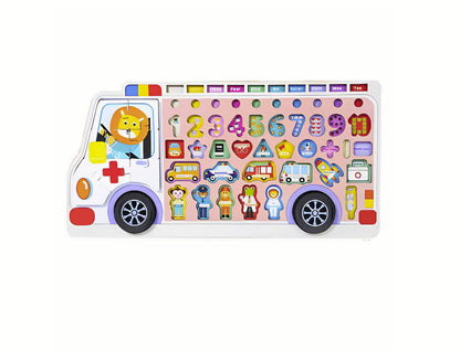 Joc educativ 6 in 1 Montessori puzzle din lemn