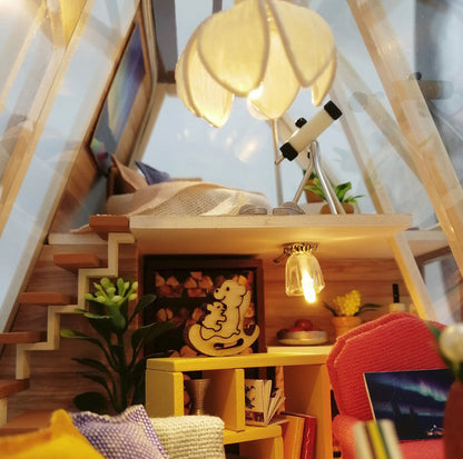 Casă de construit artizanală din lemn DIY