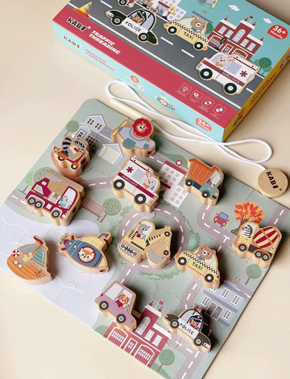 Joc Montessori de snuruit, Vehicule de transport, 12 piese