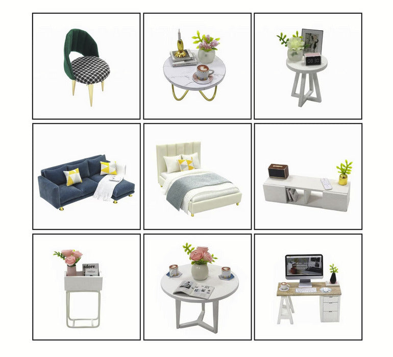 Mini Casă de păpuși din lemn 3D