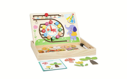 Tablă educativă din lemn, dezvoltarea logică și gândirea copilului, ceas, numere, 3 ani+