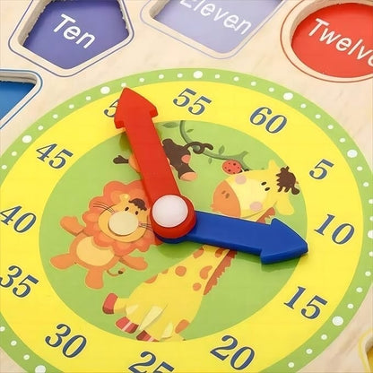 Ceas educativ din lemn 3 in 1