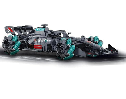 Masinuta de viteza cu telecomanda, efect de fum, lumini, viteza 25km/h, 360° rotire, negru-verde