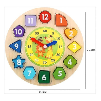 Ceas educativ din lemn 3 in 1