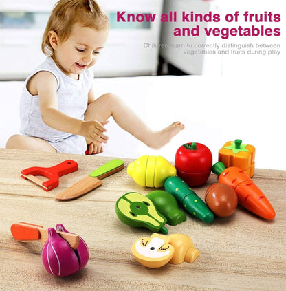 Jucărie fructe și legume Montessori din lemn