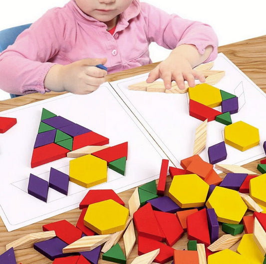 Joc educativ lemn Montessori 125 piese, Puzzle Blocks, multicolor, + 3 ani '