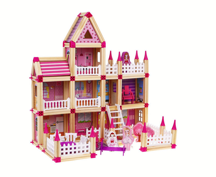 Căsuță de construit din lemn natural Micul Arhitect