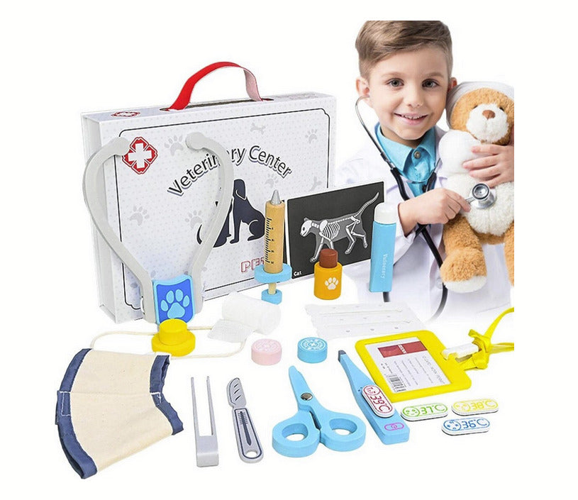 Trusa micului Doctor Veterinar din lemn