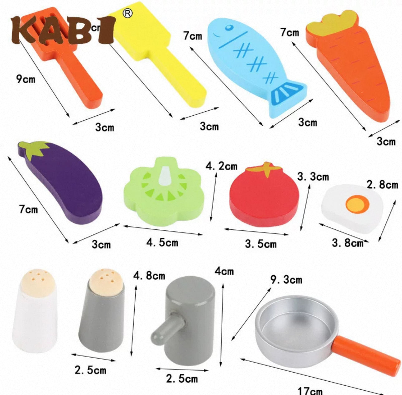 Set bucatarie din lemn, KABI KITCHEN, 15 piese, multiple accesorii, multicolor, 36m+