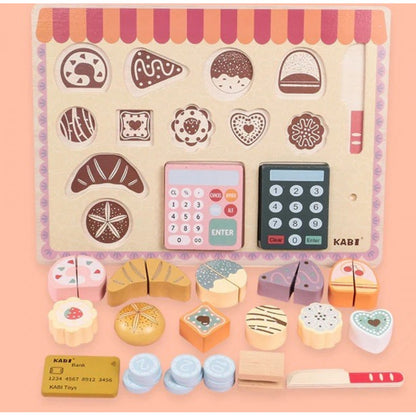 Joc de rol puzzle lemn Cofetaria tip Montessori, Kabi