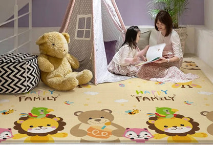 Covor de joaca pliabil, Loka®, Termic, Antiderapant, Educativ si interactiv, Reversibil, Model Ursuleti, Gri/Crem, 180x150X0.5 cm
