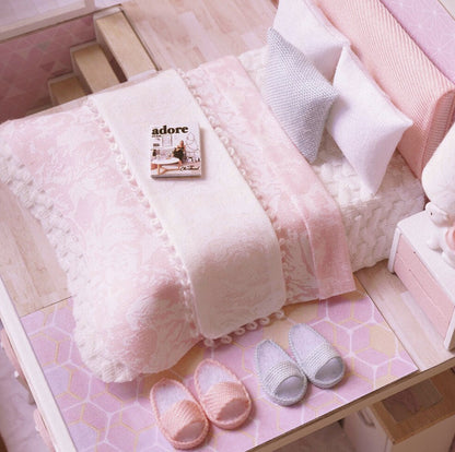 Căsuță de păpuși mini 3D, Led, Lemn, Multicolor