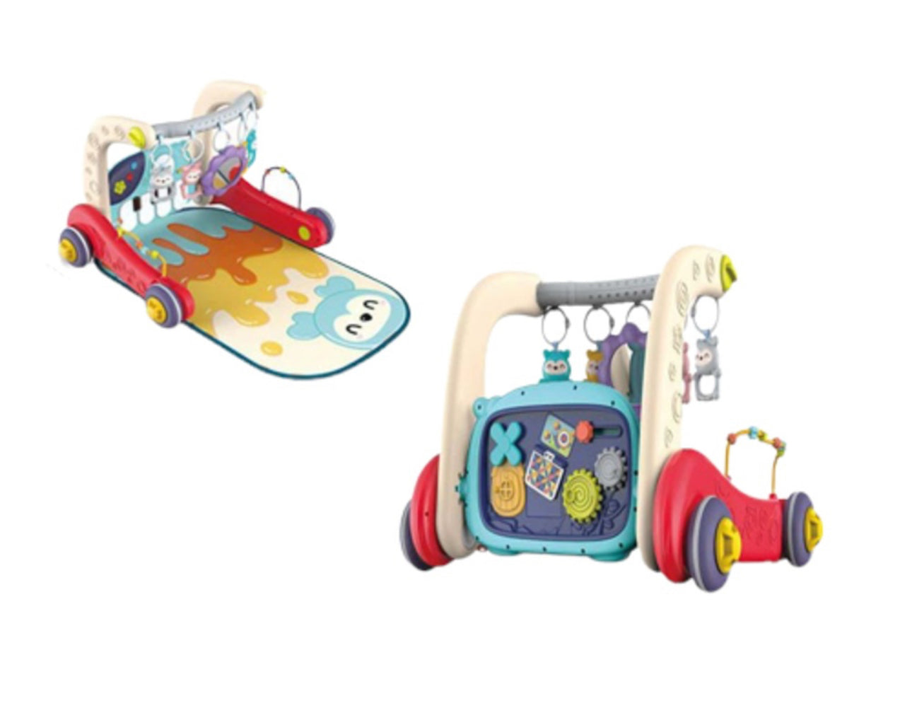 Centru de activitati multifunctional, saltea de joaca cu pian, antemergator si jucarie interactiva cu sunete si lumini, Multicolor