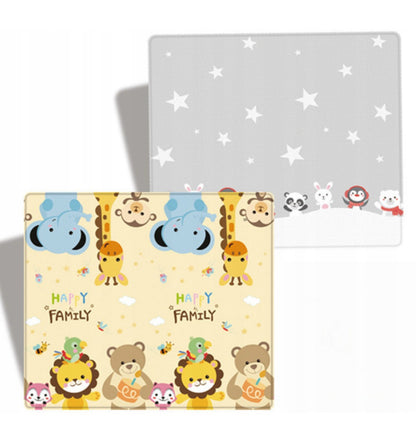 Covor de joaca pliabil, Loka®, Termic, Antiderapant, Educativ si interactiv, Reversibil, Model Ursuleti, Gri/Crem, 180x150X0.5 cm