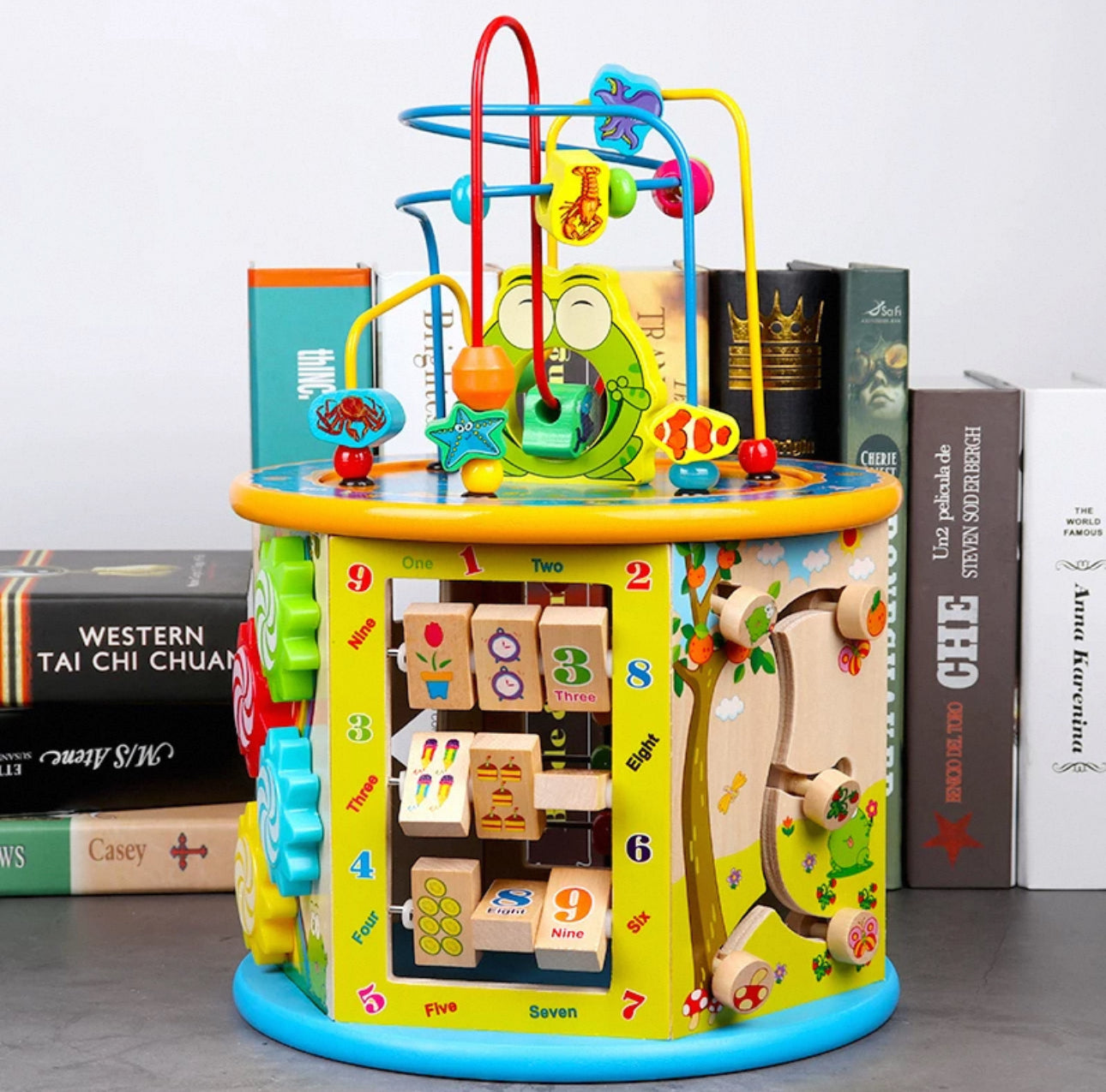 Jucarie educativa, Cub multifunctional, Din lemn, Dezvolta abilitatile manuale si creativitatea